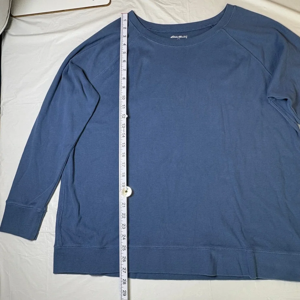 Eddie Bauer Mens XXL Blue Long‎ Sleeve Crewneck Raglan Sweatshirt Pullover - Picture 2 of 7